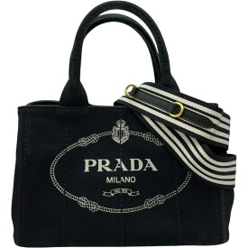 プラダ PRADA カナパ ミニ 1BG439 ブラック ゴールド金具 キャンバス レディース ショルダーバッグ【中古】