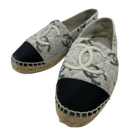 シャネル CHANEL ココマークエスパドリーユサンダル G39028 グレー レディース サンダル【中古】