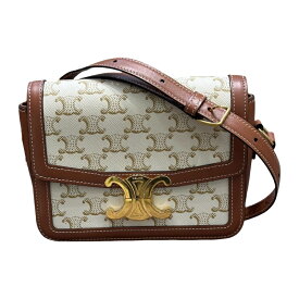 セリーヌ CELINE ティーントリオンフ　バッグ 188882 ホワイト PVC レザー レディース ショルダーバッグ【中古】