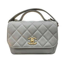 シャネル CHANEL ビジネスアフィニティースモールショルダーバッグ A93749 グレー ゴールド金具 キャビアスキン レディース ショルダーバッグ【中古】