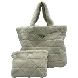 プラダ PRADA トートバッグ 1BG130 ホワイト ファー レディース トートバッグ【中古】