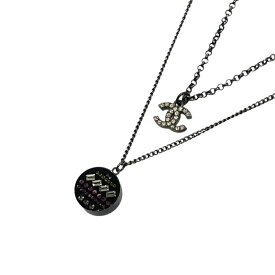 シャネル CHANEL ココマークサークルネックレス 11P ブラック ラインストーン レディース ネックレス【中古】