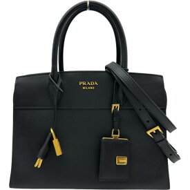 プラダ PRADA エスプラナード 2WAYバッグ 1BA046 ブラック ゴールド金具 サフィアーノ レディース ショルダーバッグ【中古】
