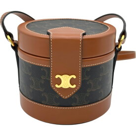 セリーヌ CELINE トリヨンフ タンブール ミディアム 195192 タン ゴールド金具 トリヨンフキャンバス/カーフ レディース ショルダーバッグ【中古】