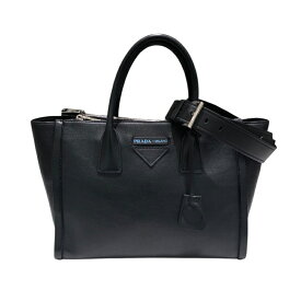 プラダ PRADA ォンセプトハンドバッグ 1BA183 ブラックシルバー金具 レザー レディース ショルダーバッグ【中古】