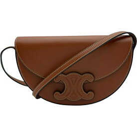 セリーヌ CELINE キュイルトリオンフブザス 111233 タン ゴールド金具 カーフレザー レディース ショルダーバッグ【中古】