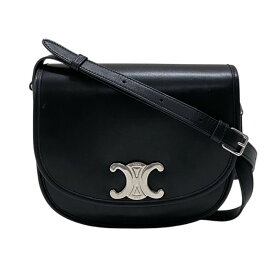 セリーヌ CELINE ミディアム ブザス 114453 ブラック シルバー金具 スムースカーフ レディース ショルダーバッグ【中古】