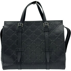 グッチ GUCCI GGエンボス トートバッグ 625774 ブラック シルバー金具 レザー メンズ トートバッグ【中古】
