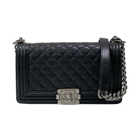 シャネル CHANEL ボーイシャネル25 A67086 ブラック シルバー金具 キャビアスキン レディース ショルダーバッグ【中古】