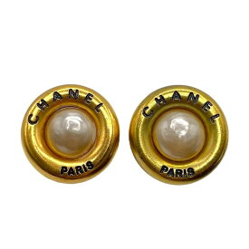 シャネル CHANEL ロゴサークルイヤリング95P ゴールド×パール メタル アクセサリー【中古】
