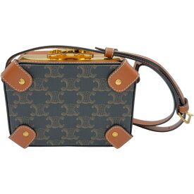 セリーヌ CELINE ボックスショルダーバッグ タン トリオンフキャンバス レディース ショルダーバッグ【中古】