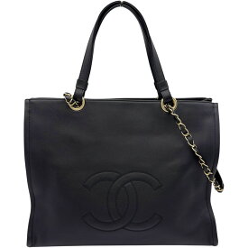 シャネル CHANEL ココマーク 2WAY チェーントート ブラック ゴールド金具 カーフスキン レディース トートバッグ【中古】
