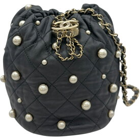 シャネル CHANEL ココマーク 巾着 チェーンショルダー AS2519 31番台 ブラック ゴールド金具 ラムスキン/フェイクパール レディース ショルダーバッグ【中古】