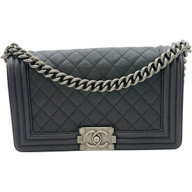 シャネル CHANEL ボーイ シャネル25 A67086 23番台 ブラック シルバー金具 キャビアスキン レディース ショルダーバッグ【中古】