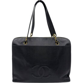 シャネル CHANEL デカココマークチェーントート ブラック ゴールド金具 キャビアスキン ユニセックス トートバッグ【中古】