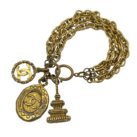 シャネル CHANEL 3連チェーンブレスレット ゴールド メタル アクセサリー【中古】