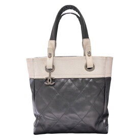 シャネル CHANEL パリビアリッツトートPM A34208 シルバー コーティングキャンバス レディース ハンドバッグ【中古】