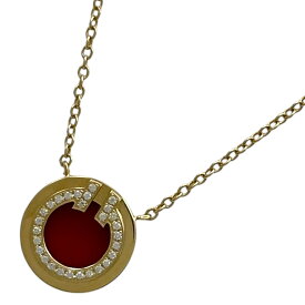 ティファニー TIFFANY＆CO TTWOサークルネックレス ゴールド Au750/カーネリアン/ダイヤモンド ジュエリー【中古】