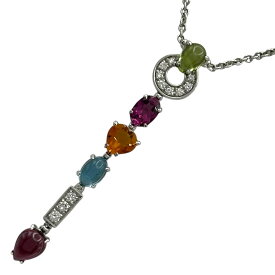ブルガリ BVLGARI アレグラネックレス ホワイトゴールド 750/ブルートパーズ/ペリドット/ガーネット/シトリン/ダイヤモンド ジュエリー【中古】