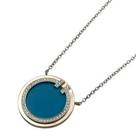 ティファニー TIFFANY＆CO TTWOサークルネックレス ホワイトゴールド Au750/ダイヤモンド/トルコ石 ジュエリー【中古】