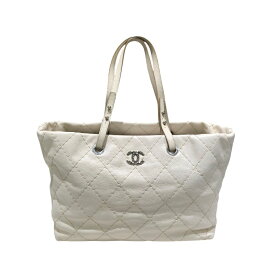 シャネル CHANEL オンザロードトートバッグ A48019 アイボリーシルバー金具 カーフ レディース トートバッグ【中古】