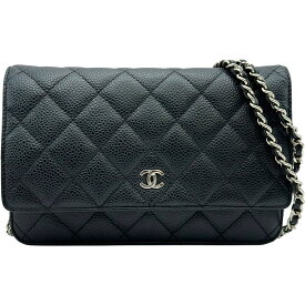 シャネル CHANEL マトラッセチェーンウォレット A33814 25番台 ブラック シルバー金具 キャビアスキン レディース ショルダーバッグ【中古】