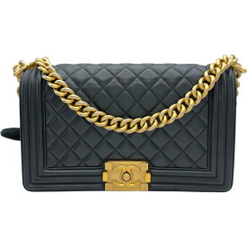 シャネル CHANEL ボーイシャネル25 A67086 26番台 ブラック ゴールド金具 カーフスキン レディース ショルダーバッグ【中古】