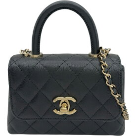 シャネル CHANEL ココハンドル エクストラミニ AP4244 ブラック ゴールド金具 キャビアスキン レディース ショルダーバッグ【中古】