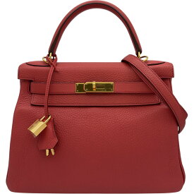 エルメス HERMES ケリー28 内縫い X刻 ブーゲンビリア ゴールド金具 トリヨン レディース ショルダーバッグ【中古】