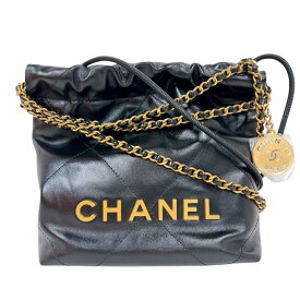 シャネル CHANEL CHANEL22　ミニバッグ AS3980 ブラック/ゴールド金具 シャイニーカーフ ユニセックス ショルダーバッグ【中古】