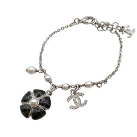 シャネル CHANEL ココマークカメリアブレスレット シルバー メタル/ラインストーン/フェイクパール アクセサリー【中古】
