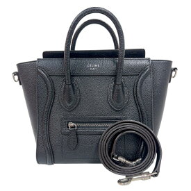 セリーヌ CELINE ラゲージナノ 168243 ブラック　シルバー金具 ドラムドカーフ レディース ショルダーバッグ【中古】