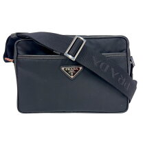 楽天市場】prada プラダ ナイロン ショルダーバッグ ブラック×シルバー 