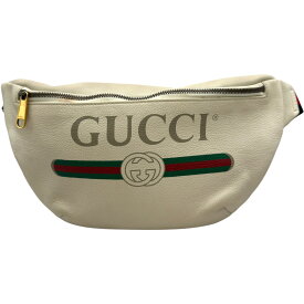 グッチ GUCCI ロゴプリントボディバッグ 530412 アイボリー ゴールド金具 レザー メンズ ボディバッグ【中古】