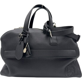 グッチ GUCCI キャリー オン ダッフル ボストンバッグ 322055 ブラック シルバー金具 グレインレザー ユニセックス ボストンバッグ【中古】
