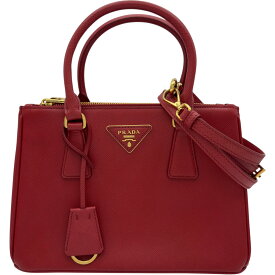 プラダ PRADA ガレリア スモール ハンドバッグ 1BA896 レッド系 ゴールド金具 サフィアーノ・レザー レディース ショルダーバッグ【中古】
