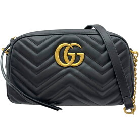 グッチ GUCCI GGマーモント ショルダーバッグ 447632 ブラック レザー レディース ショルダーバッグ【中古】