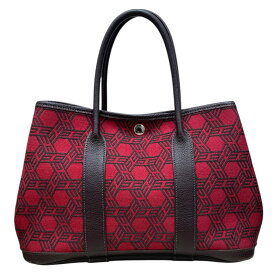 エルメス HERMES ガーデンパーティTPM T刻印 レッド マロン トワルソー アッシュブッフル レディース ハンドバッグ【中古】