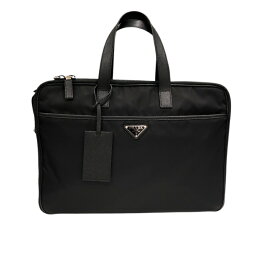プラダ PRADA ナイロンサフィアーノブリーフケース 2VE407 ブラックシルバー金具 ナイロン メンズ ブリーフケース【中古】