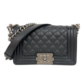 シャネル CHANEL ボーイシャネル20 A67085 ブラック シルバー金具 キャビアスキン レディース ショルダーバッグ【中古】
