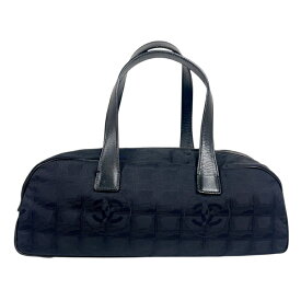 シャネル CHANEL ニュートラベルラインミニボストンバッグ A15828 ブラック ナイロンジャガード レディース ハンドバッグ【中古】