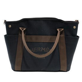 エルメス HERMES サックドパンサージュ Y刻 ネイビー・ブラウン トワル ユニセックス トートバッグ【中古】