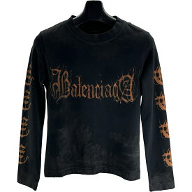 バレンシアガ BALENCIAGA HEAVY METALロゴ 長袖Tシャツ 745018 ブラック コットン レディース 長袖Tシャツ【中古】
