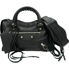 バレンシアガ BALENCIAGA クラシック ミニ シティ 300295 ブラック シルバー金具 レザー レディース ショルダーバッグ【中古】