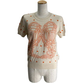 エルメス HERMES BRIDES DE GALA 半袖ニットセーター 3E2623D8 クリーム カシミヤ レディース セーター【中古】