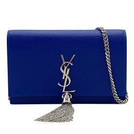 サンローラン SAINT LAURENT ケイトタッセル チェーンウォレット ブルー グレインレザー レディース ショルダーバッグ【中古】