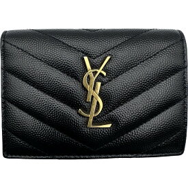 サンローラン SAINT LAURENT モノグラムビジネスカードケース 596323 ブラック エンボスレザー レディース カードケース【中古】