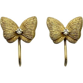 ミキモト MIKIMOTO バタフライイヤリング ゴールド K18 ダイヤモンド ジュエリー【中古】