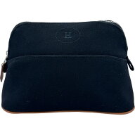 エルメス HERMES ボリードポーチ20 ブラック×シルバー金具 トワル レディース ポーチ【中古】