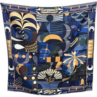 エルメス HERMES カレ90 Parade en Fanfare ネイビー シルク レディース スカーフ【中古】